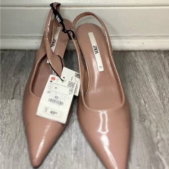Zara Mauve Elegant Nude Slingback Heels - Picture 3 of 7